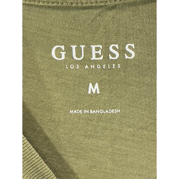 GUESS Men's Olive Green Striped Crewneck Short Sleeve T-Shirt SZ M - Picture 12 of 14